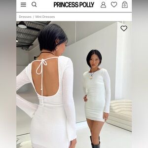 Batesome long sleeve mini dress- white